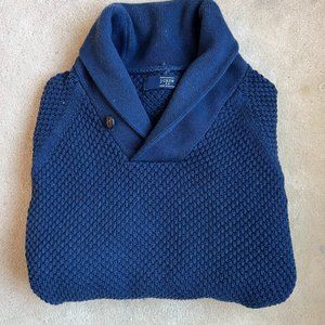 Mens J.Crew Factory | Rugged Cotton Navy Blue Shawl Neck Sweater